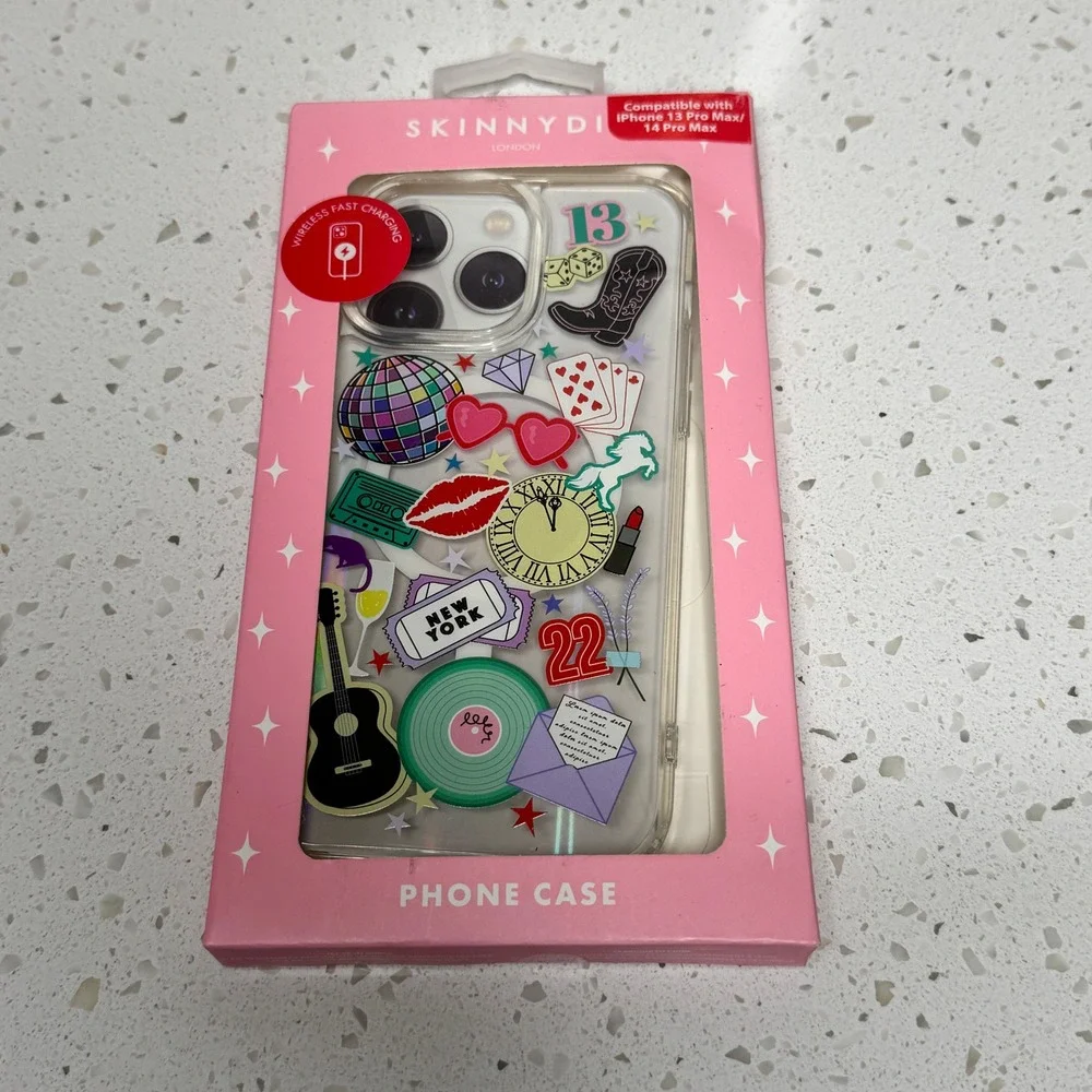 Skinnydip London iPhone 13 14 Pro Max Case Collage Sticker Print Clear‎ NIB